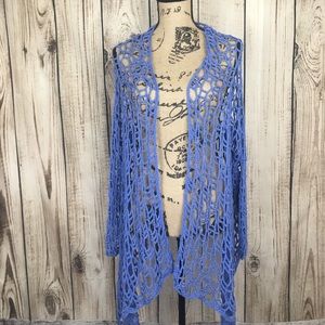 Pure Hand knit Top Cover Cardigan Purple